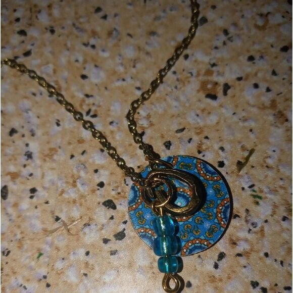 Long Rustic blue charm add on necklace - Picture 6 of 8